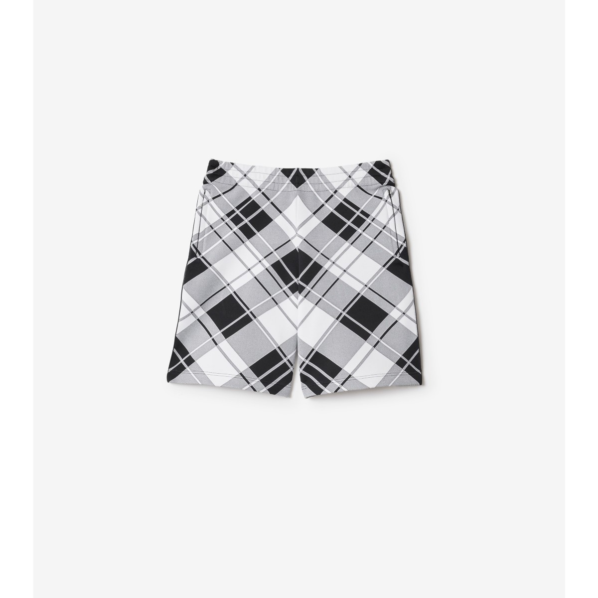 Burberry Viscose Blend Checkered Shorts With Elastic Waistband In Monochrome