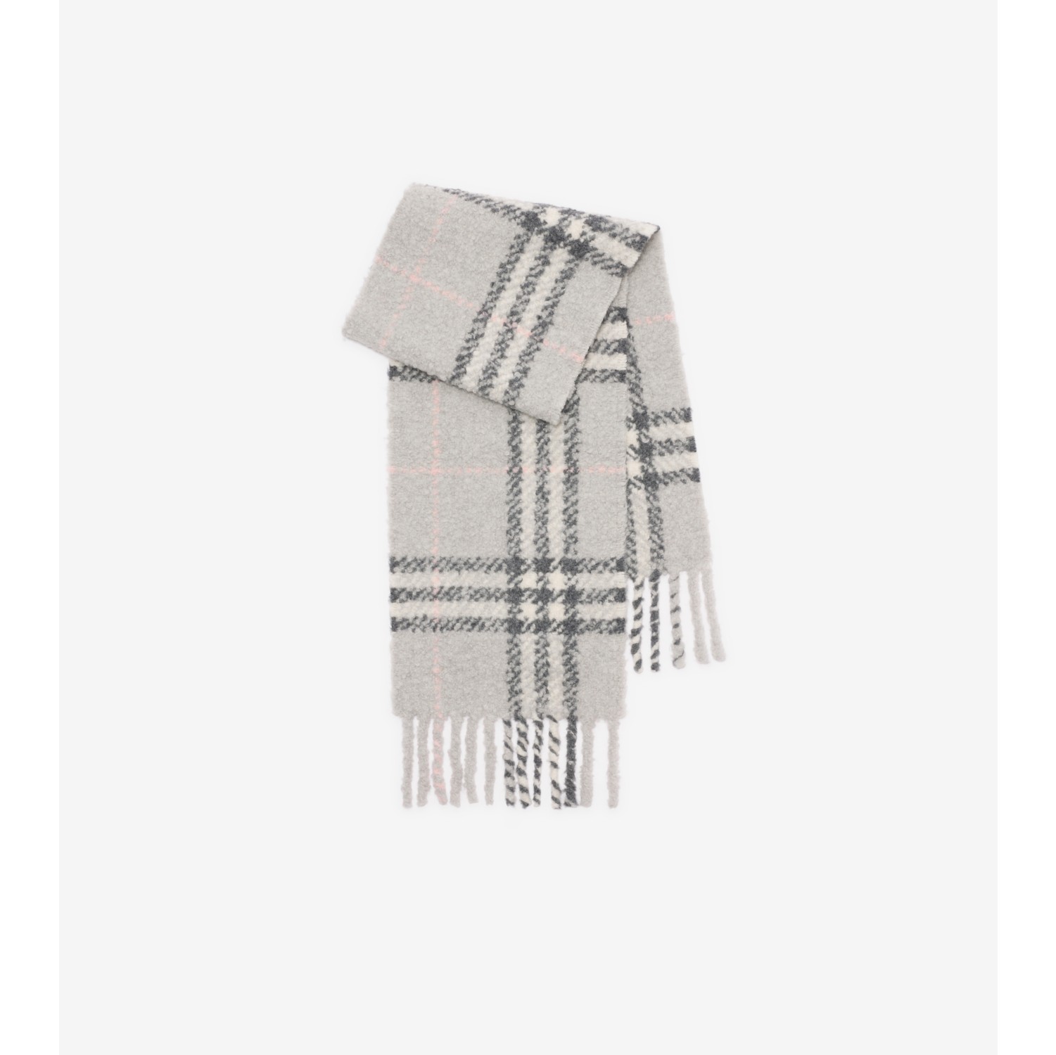 Check Alpaca Wool Blend Bouclé Scarf