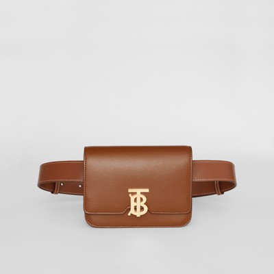 Belted Leather TB Bag in Malt Brown 