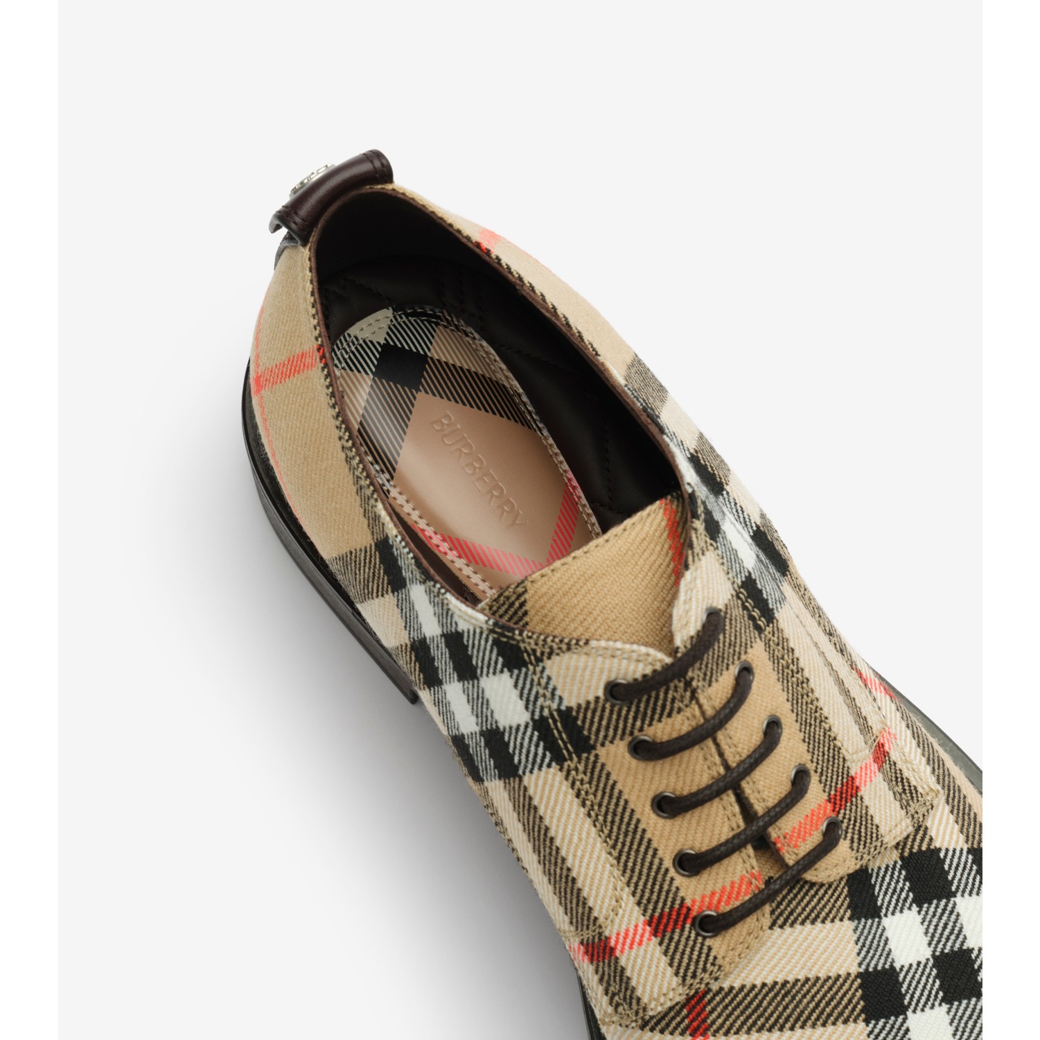 Check Pembroke Derby Shoes in Sand beige - Men | Burberry® Official