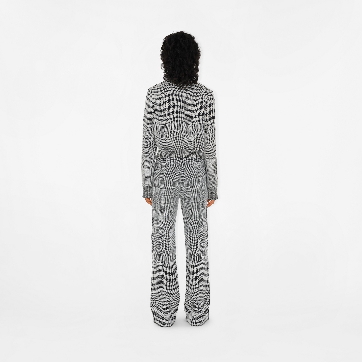 Warped Houndstooth Wool Blend Trousers