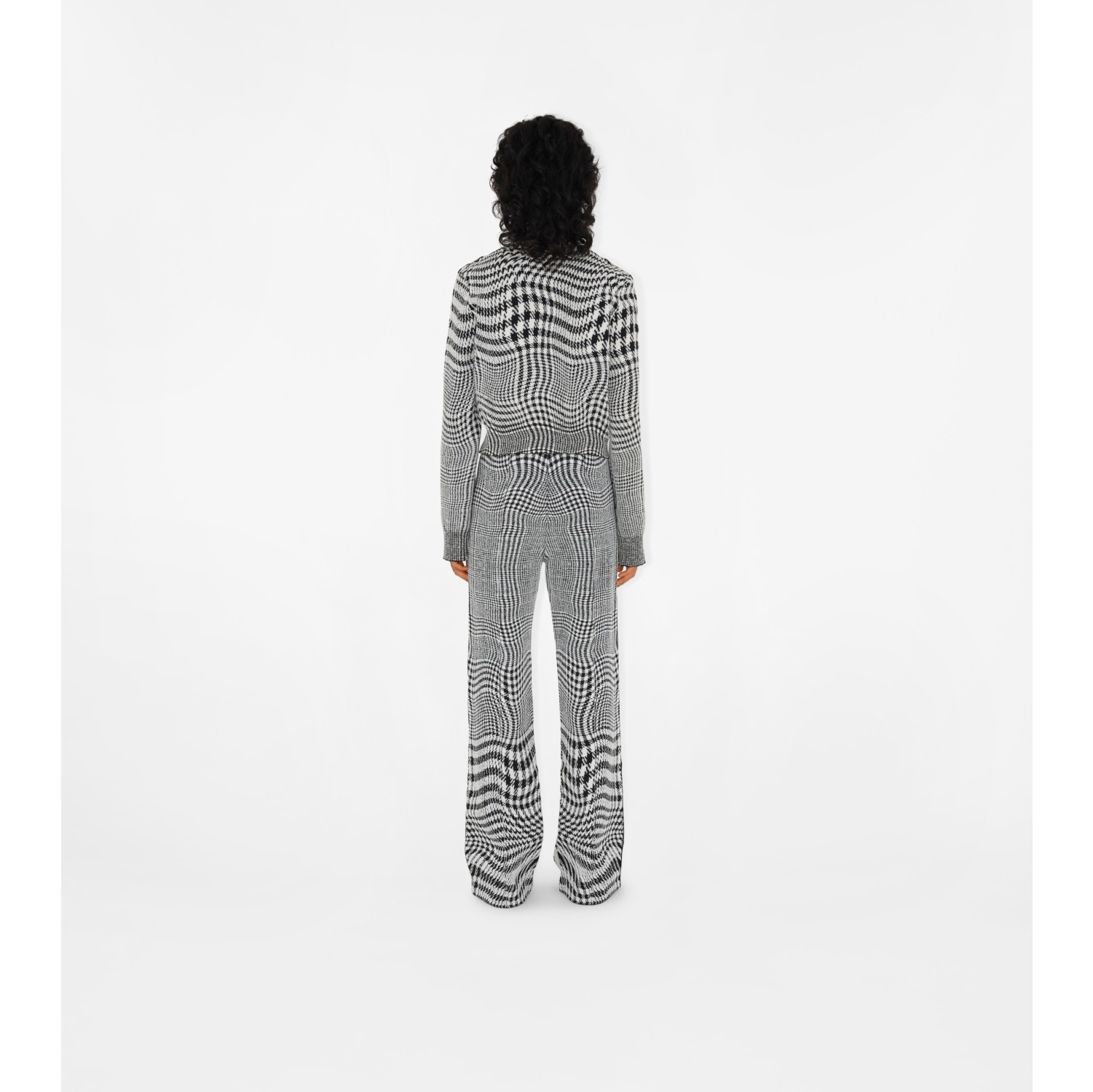 Warped Houndstooth Wool Blend Trousers