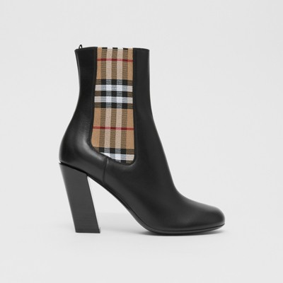 Vintage Check Detail Leather Ankle 