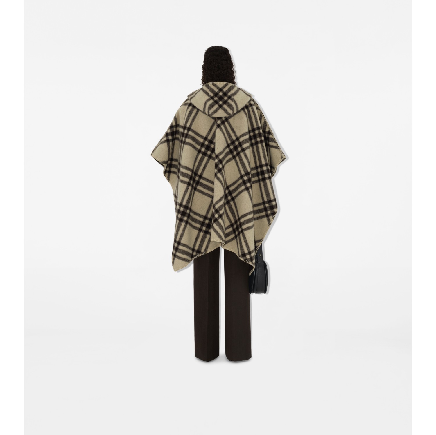 Reversible Check Wool Cape in Candle Burberry Official