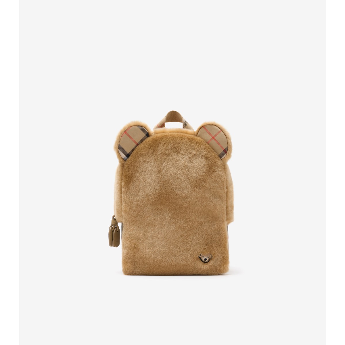  Check Faux Fur Teddy Backpack