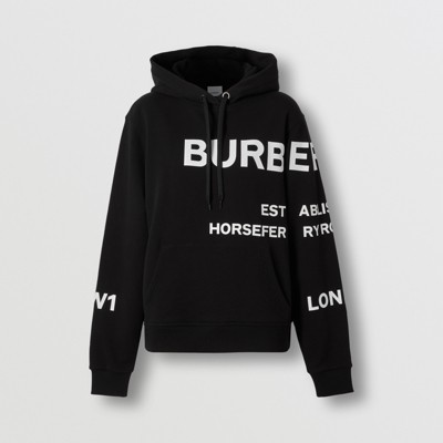Horseferry Print Cotton Oversized Hoodie in Black - Women | Burberry®  Official
