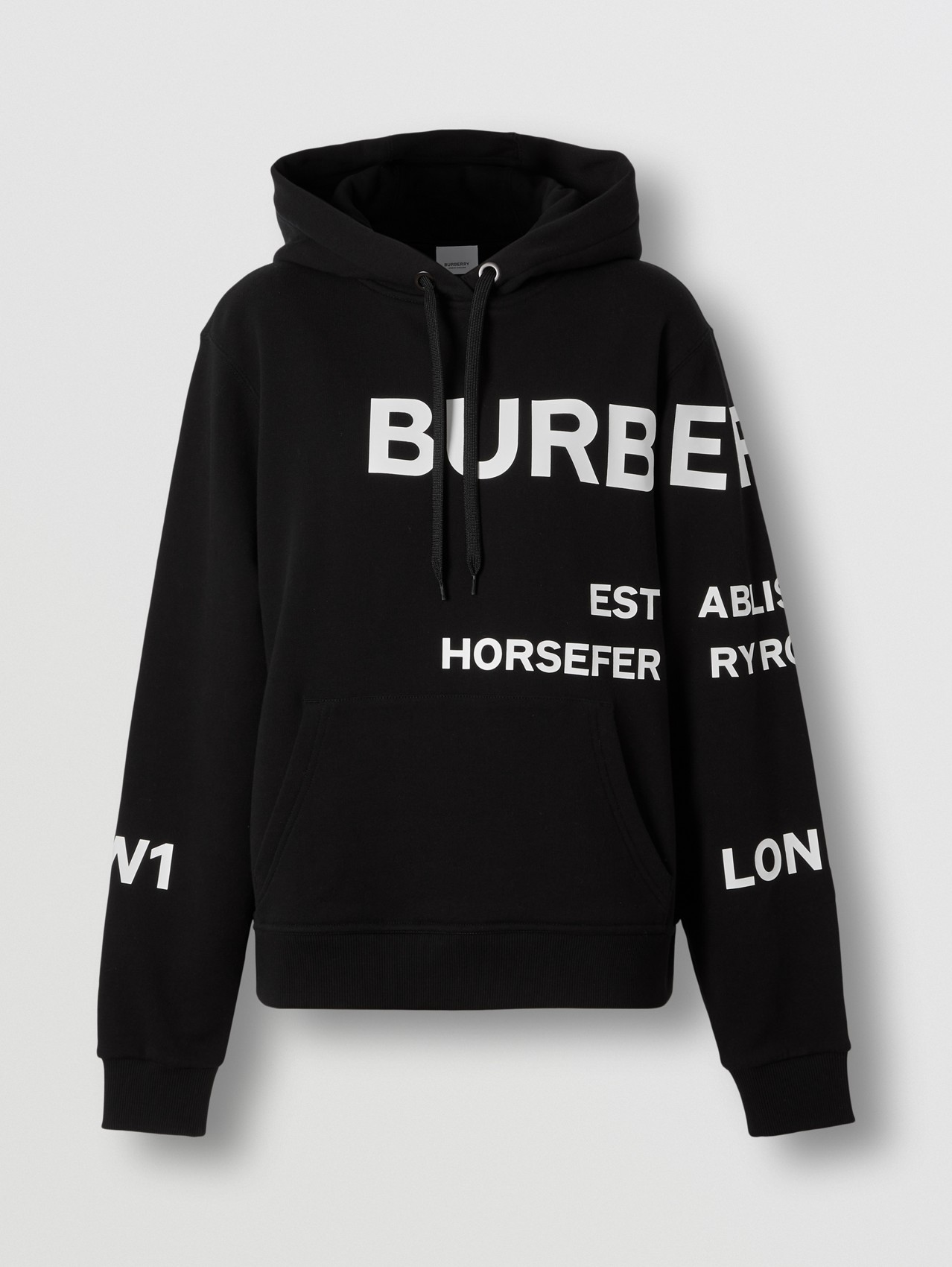 Horseferry Print Cotton Oversized Hoodie in Black