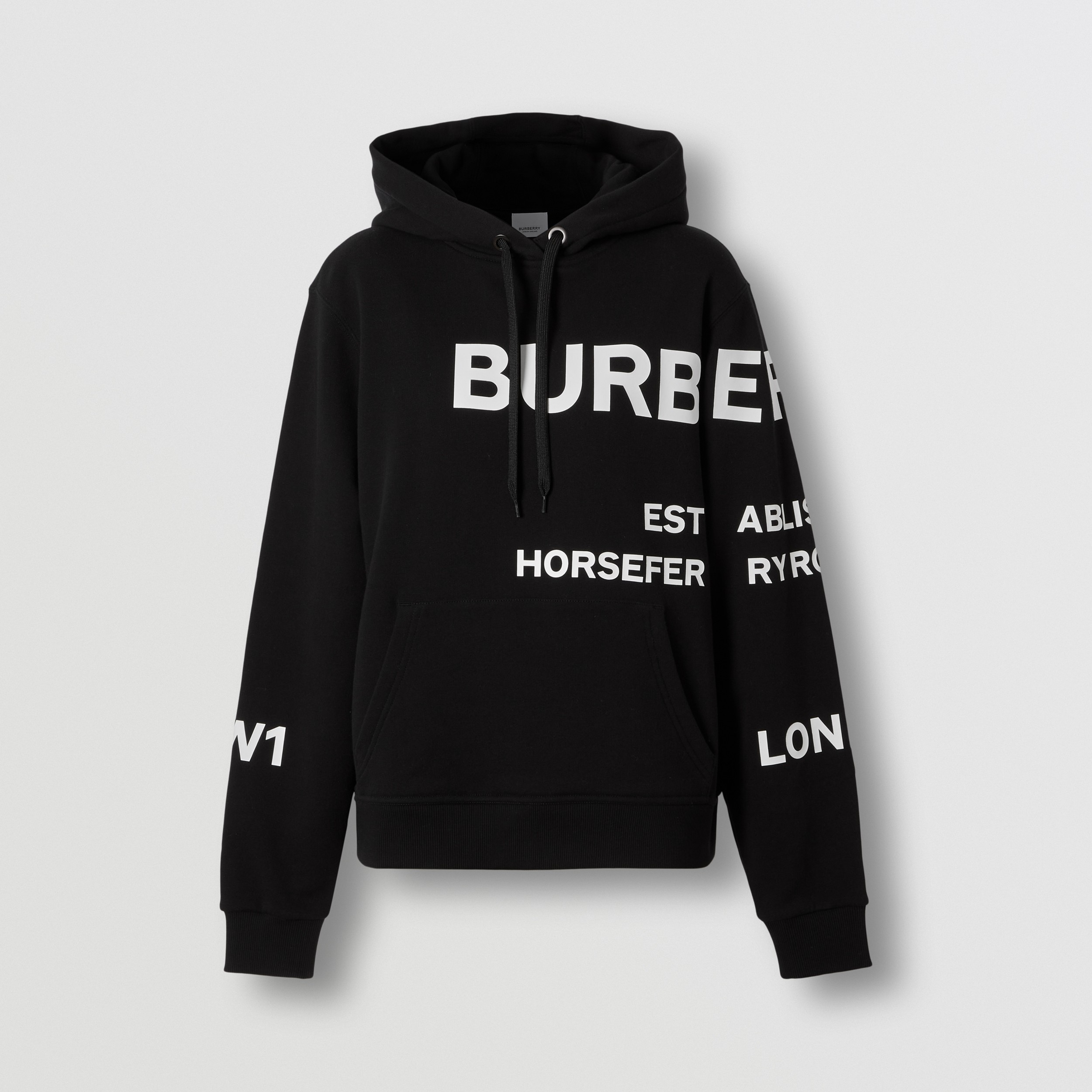 Horseferry Print Cotton Hoodie in Black - Women | Burberry® Official - 4