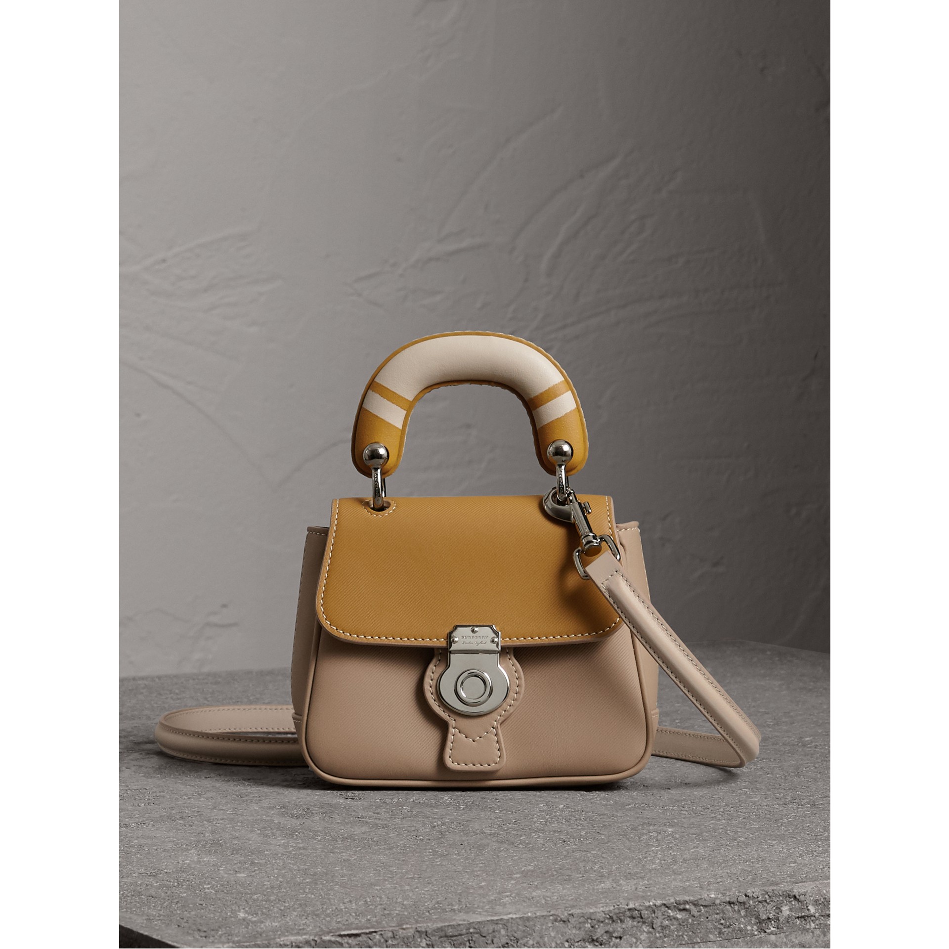 Shop Burberry The Mini Dk88 Top Handle Bag With Geometric Print In  Honey/ochre Yellow