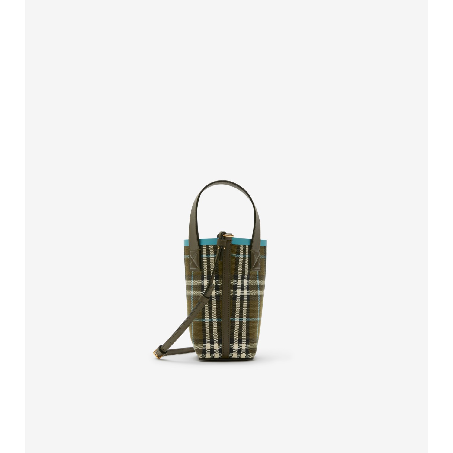 BURBERRY: London bag in canvas with check pattern - Olive