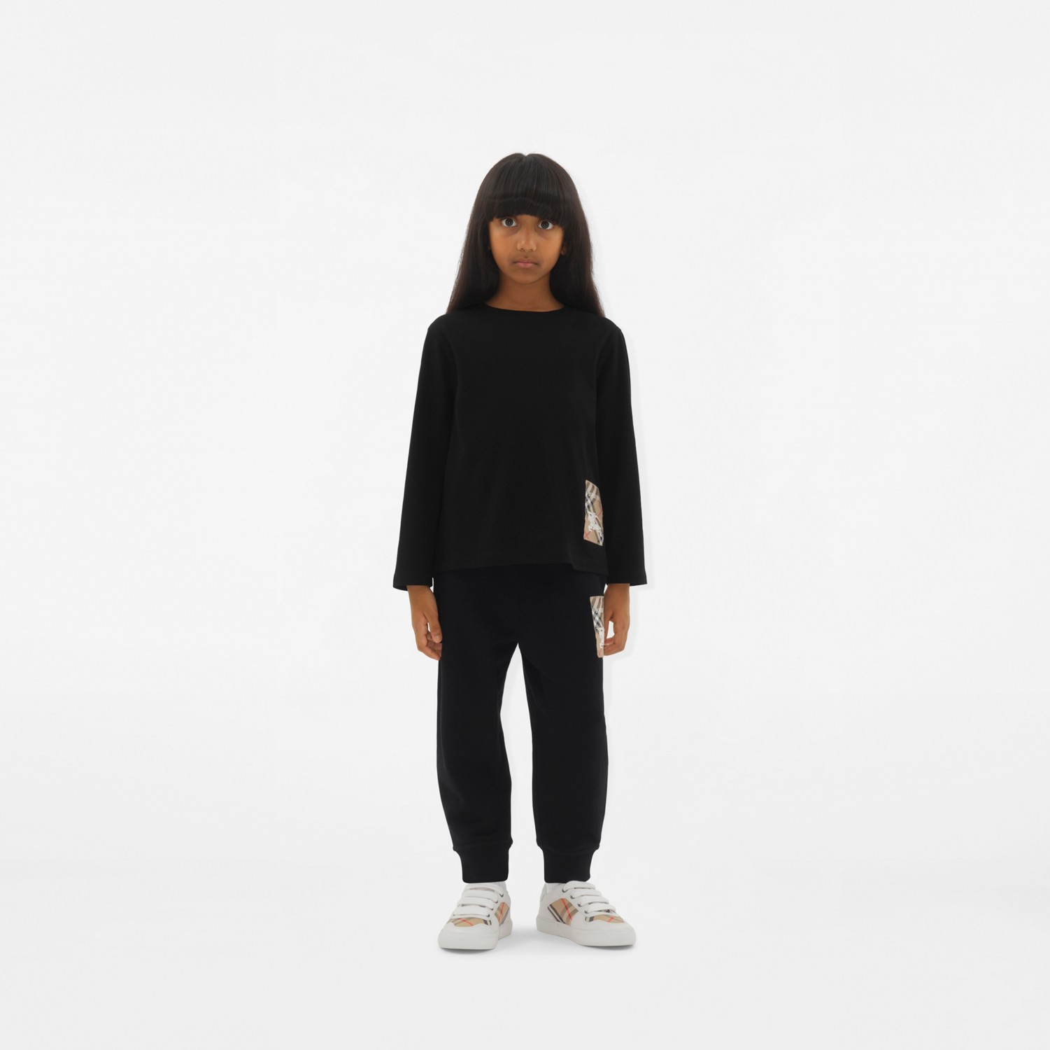 Check Label Cotton Top in Black | Burberry® Official Check Label Cotton Top in Black | Burberry® Official