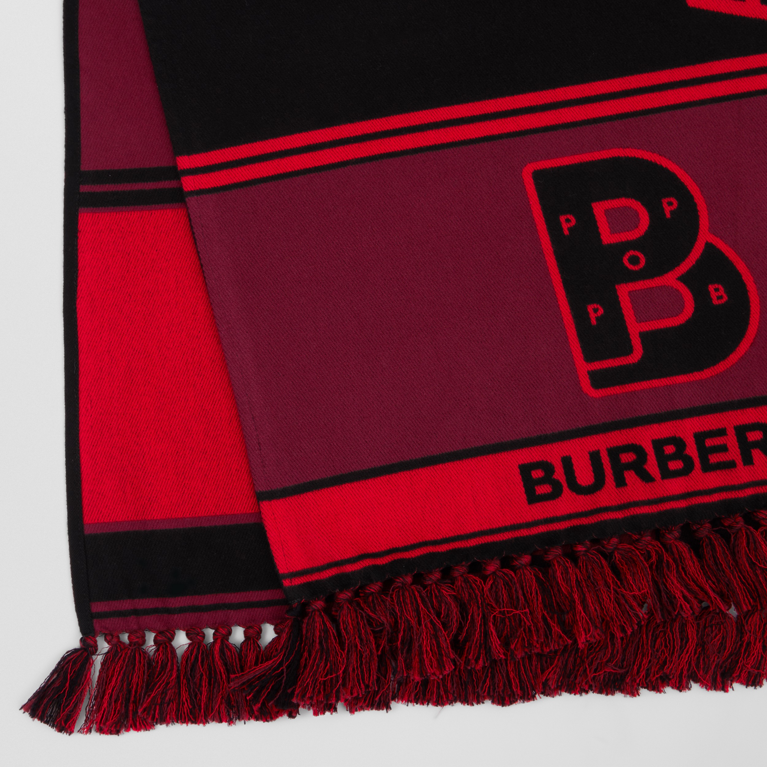 Sciarpa in cotone con coordinate e lavorazione jacquard (Nero/rosso) | Sito ufficiale Burberry® - 2