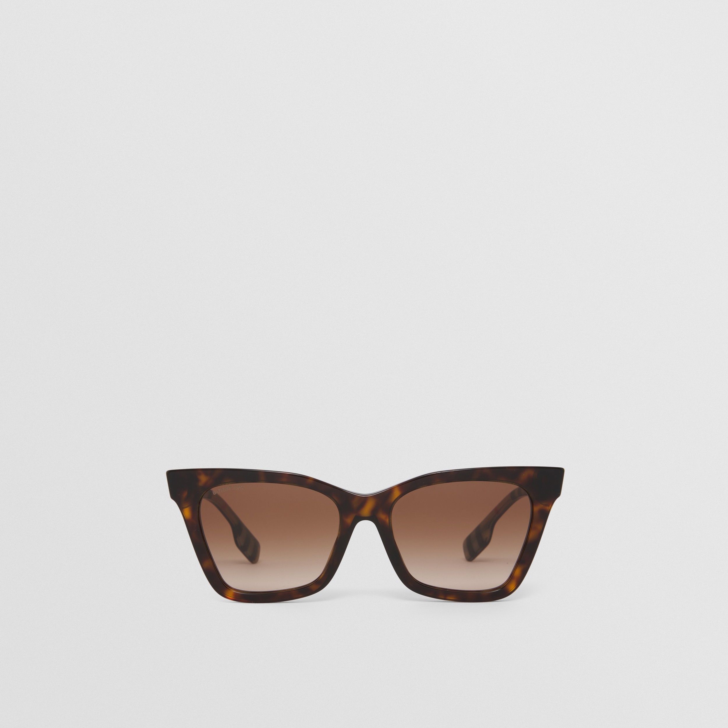 Check Detail Square Frame Sunglasses in Tortoiseshell/beige | Burberry® Official - 1