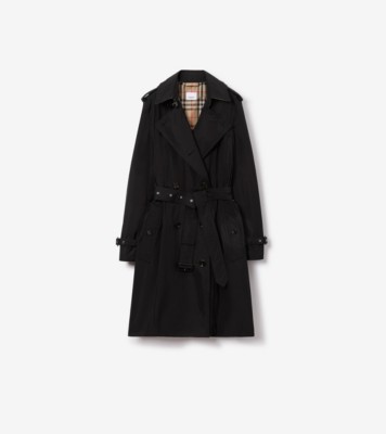 Mid length Lightweight Kensington Trench Coat in Black Women Nylon Burberry Official