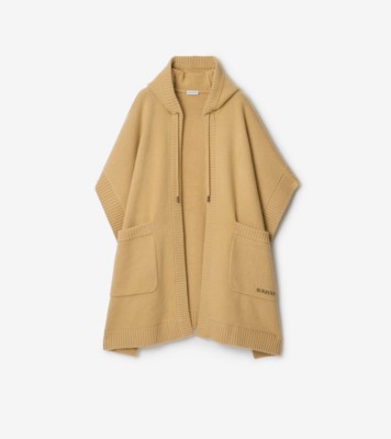 Wool Cashmere Hooded Cape in Sand beige | Burberry® Official
