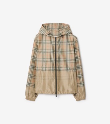 グラデーションチェック フーデッドジャケット (サンドベージュ