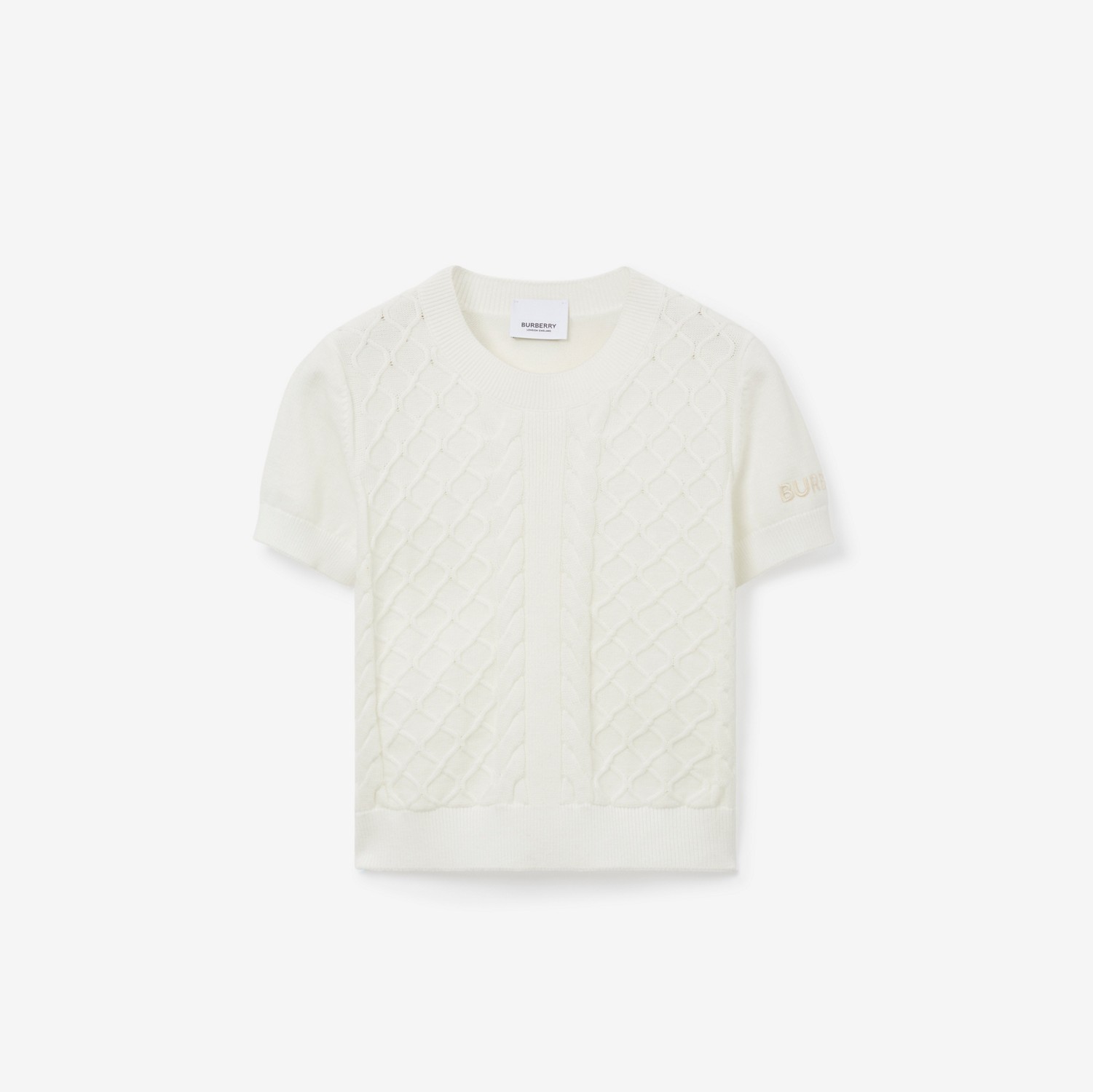 Camiseta en punto trenzado de algodón (Marfil) | Burberry® oficial