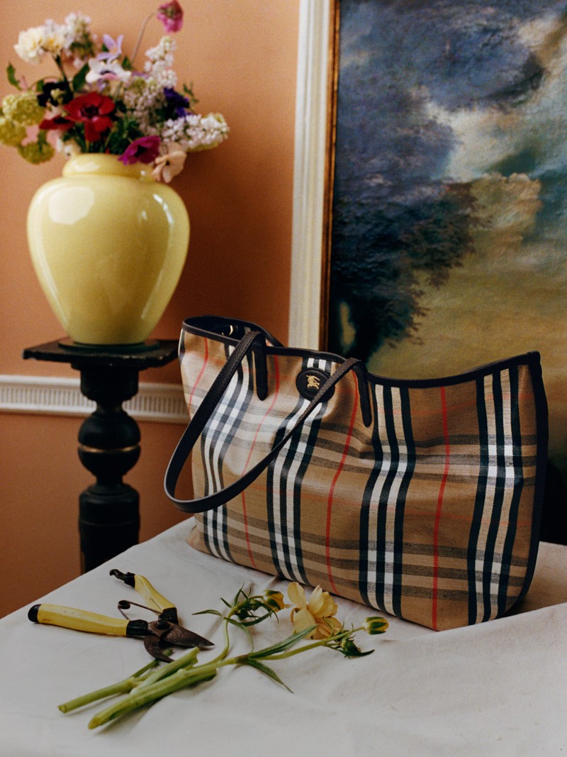Shot of Medium Highlands Tote Bag on a table