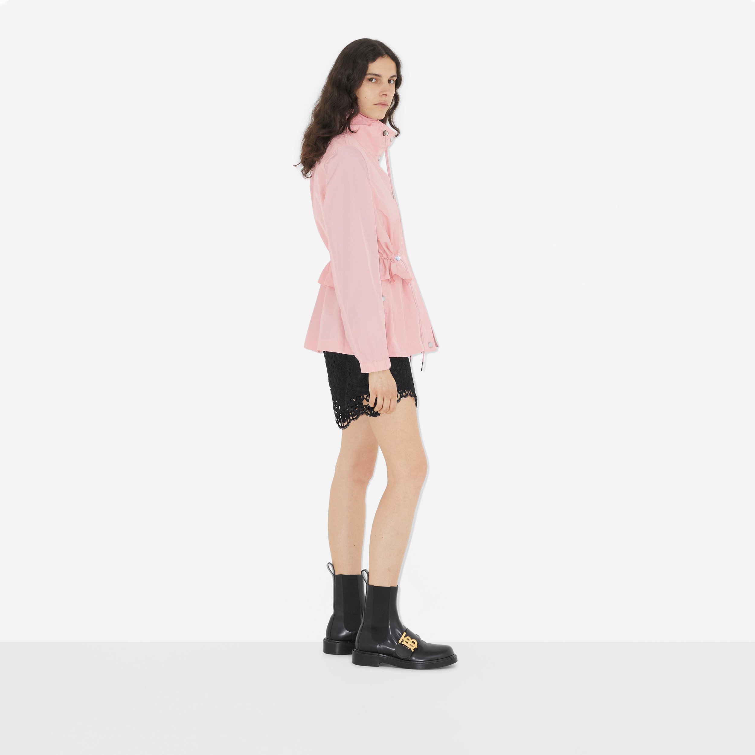 Cotton Blend Funnel Neck Jacket in Sorbet Pink - Women | Burberry® Official - 3