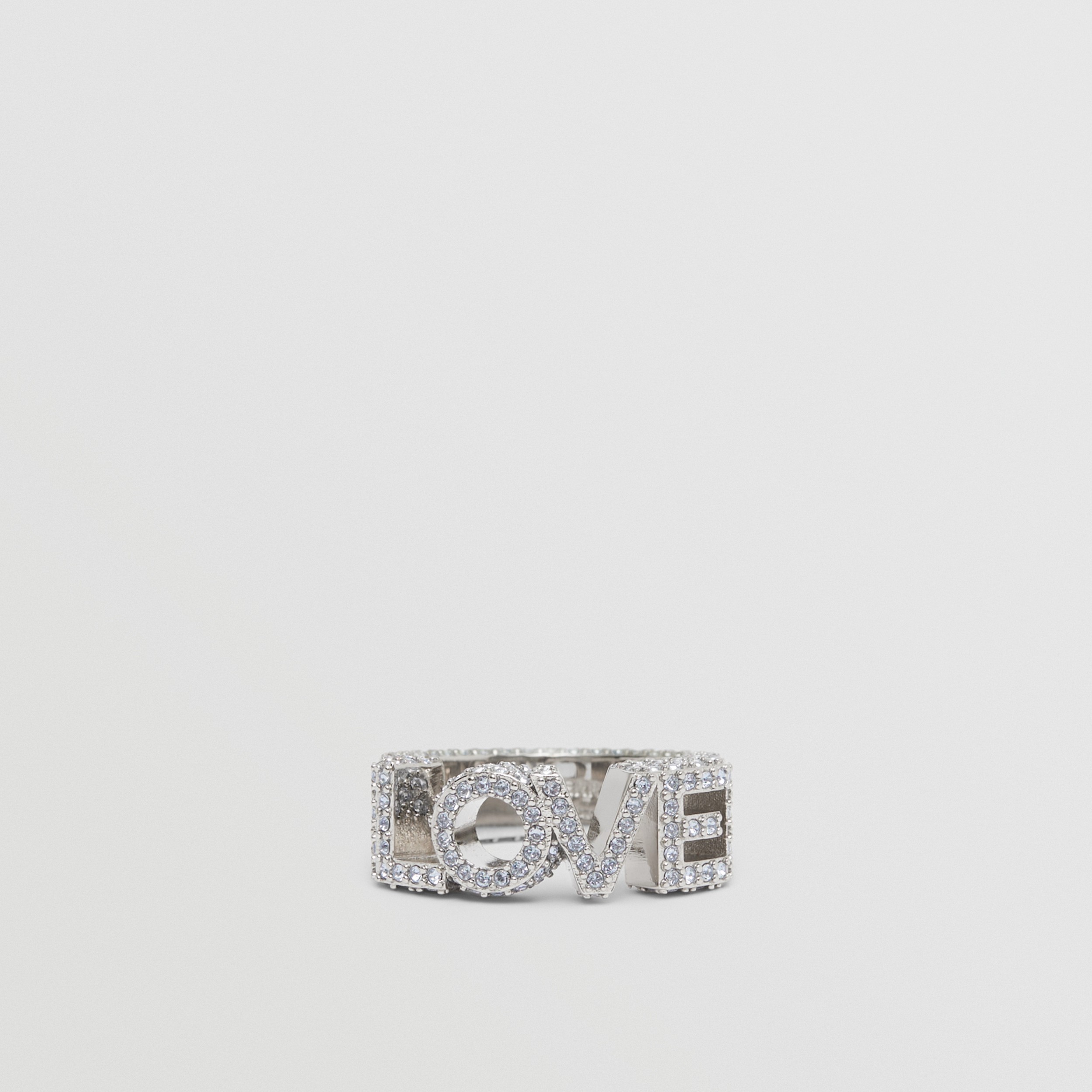 Crystal and Palladium-plated Love Ring – Exclusive Capsule Collection in Palladium/blue - Women | Burberry® Official - 1