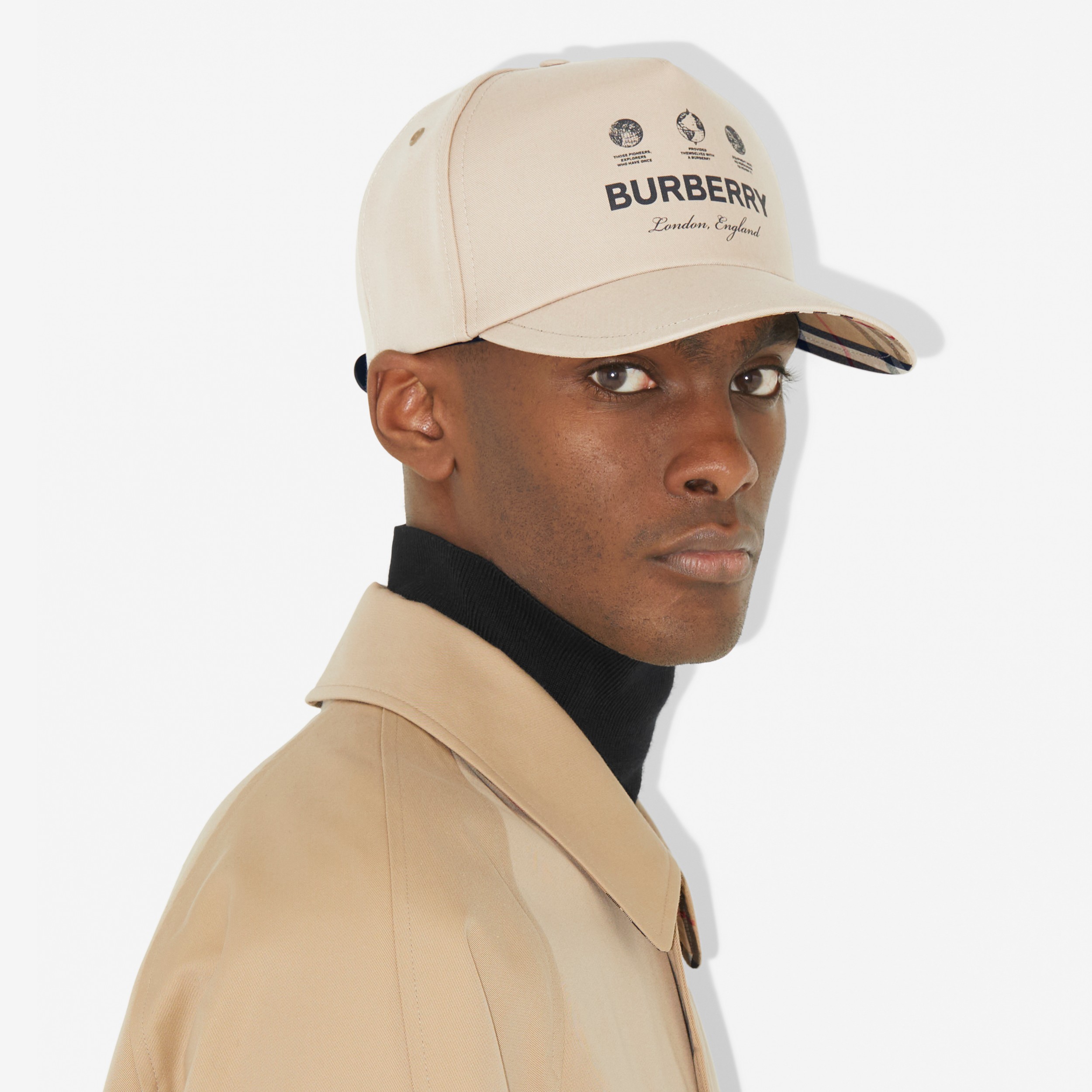 Label Print Cotton Gabardine Cap in Soft Fawn | Burberry® Official - 4