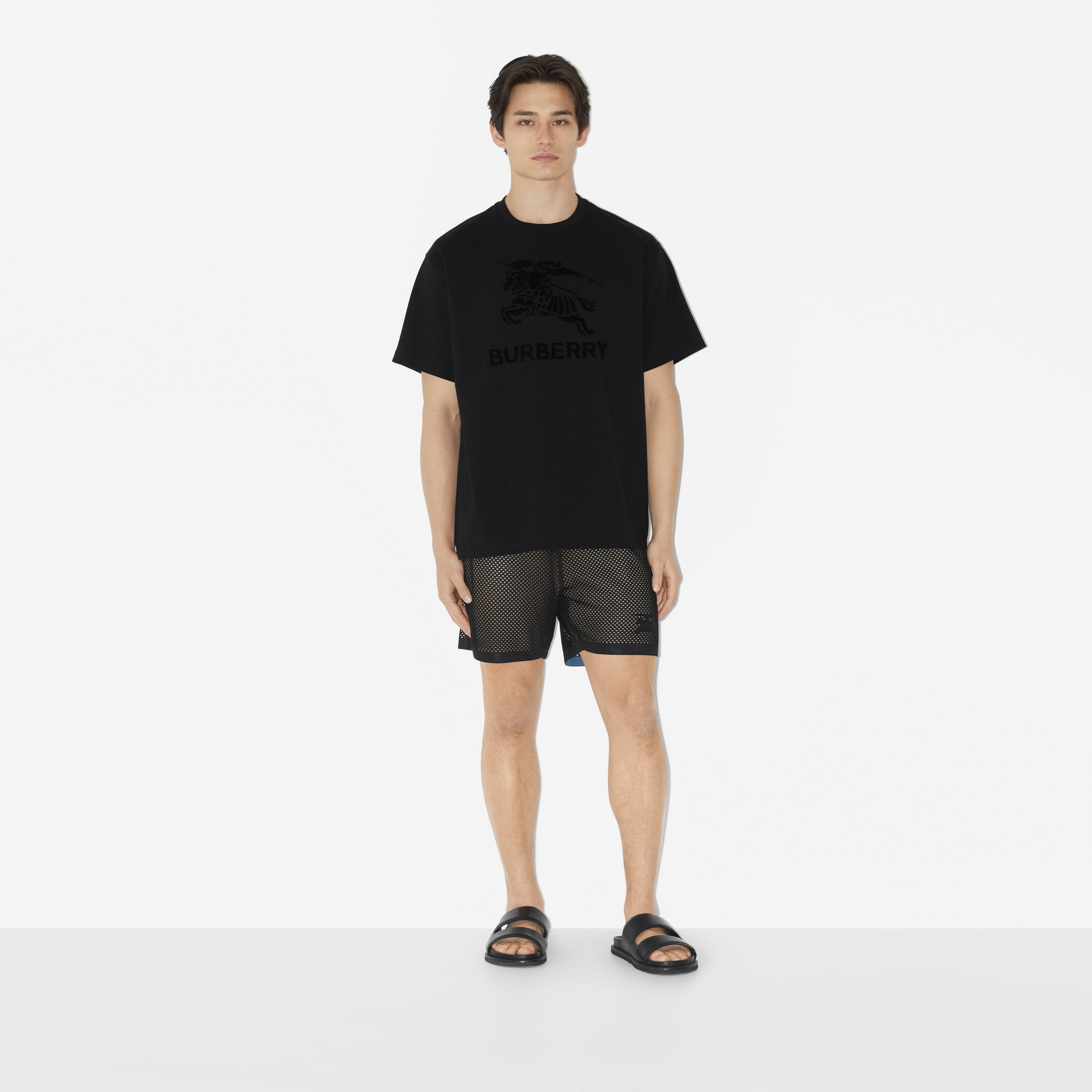 Embroidered EKD Cotton T-shirt in Black - Men | Burberry® Official - 2