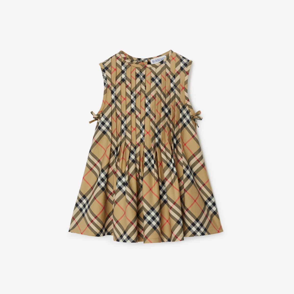 Burberry Kids'  Childrens Check Stretch Cotton Dress In Archive Beige