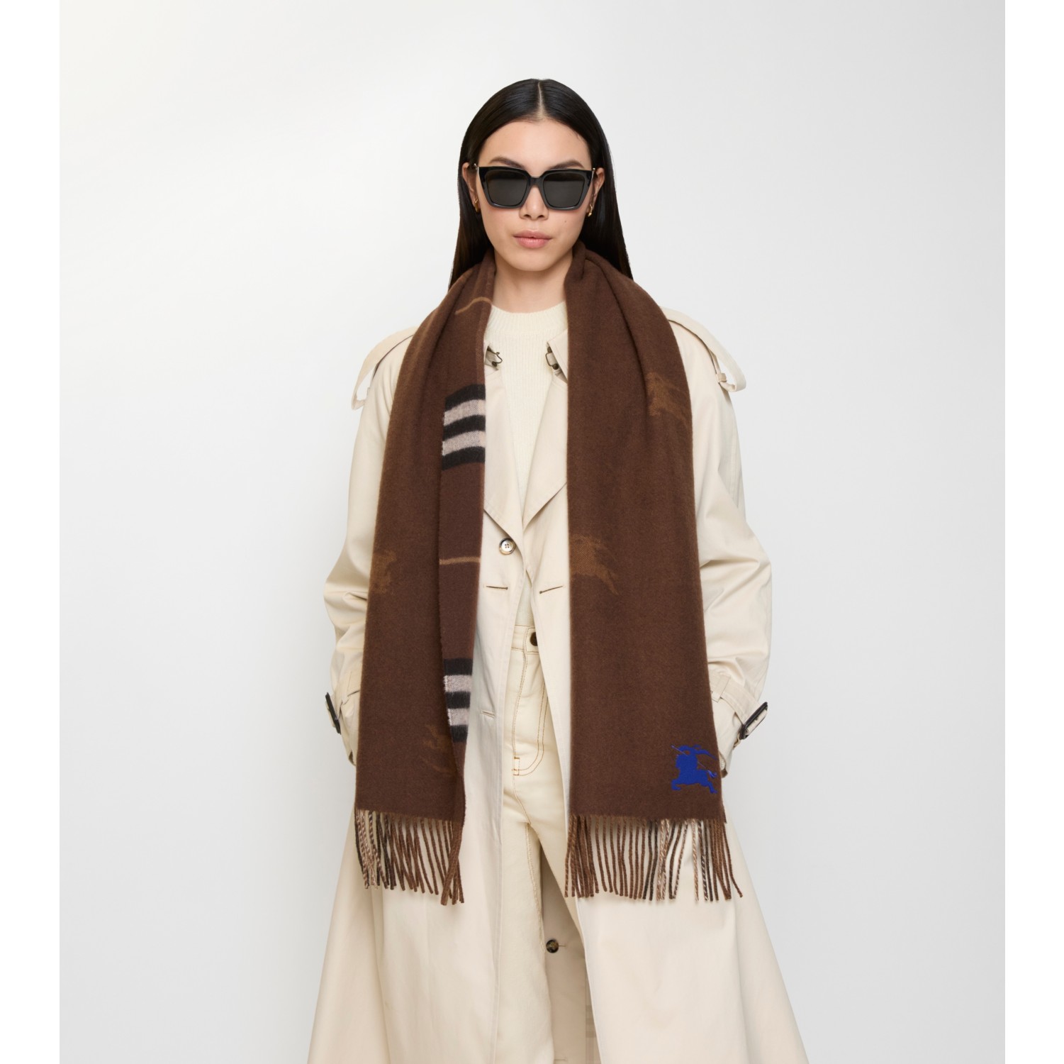 Reversible EKD Check Cashmere Scarf in Treacle brown | Burberry® Official