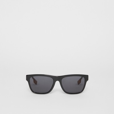vintage check detail square frame sunglasses