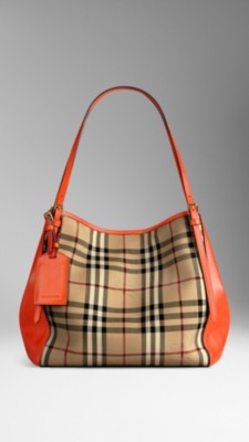 The Small Canter in Horseferry Check and Leather Honey/Vibrant Orange ...