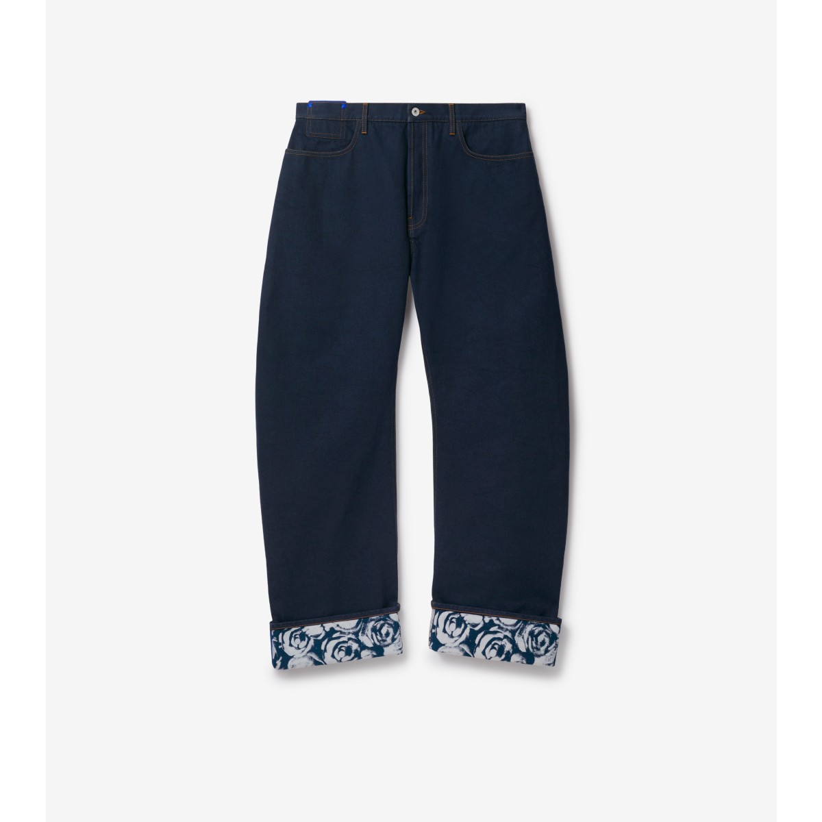 Burberry Rose-detail Wide-leg Jeans In Indigo Blue