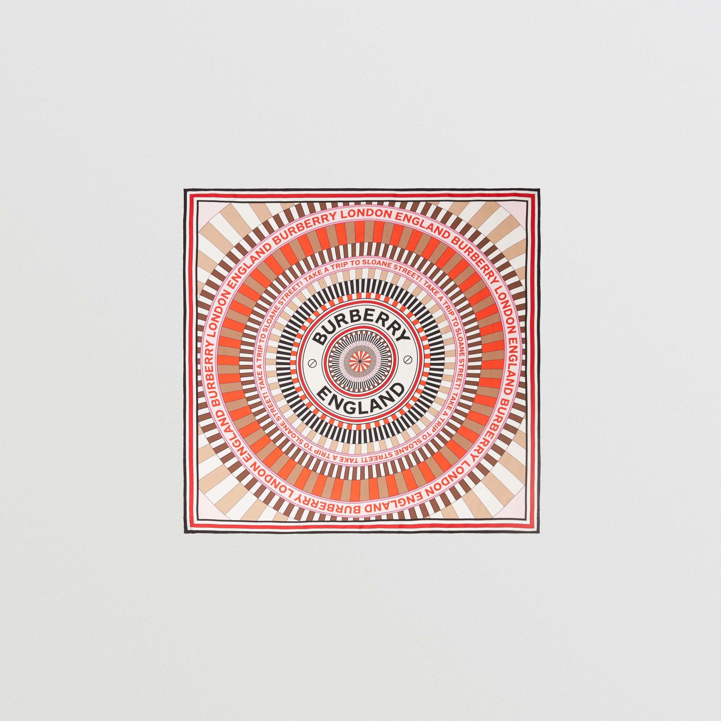 瓷砖印花丝质方巾 (亮红色) | Burberry® 博柏利官网 - 1