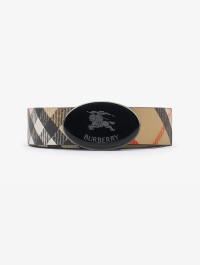 Reversible Check Oval Knight Stamp Belt​ in colour Sand and Black
