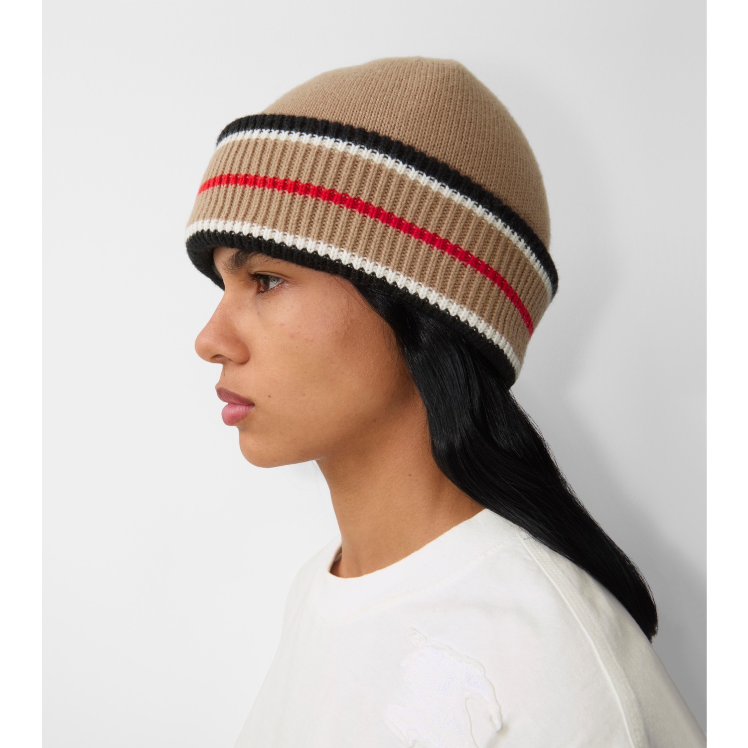 Reversible Icon Stripe Cashmere Cotton Beanie