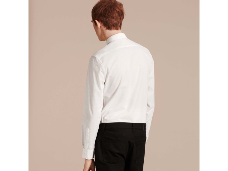 Buttondown Collar Cotton Linen Shirt White Burberry