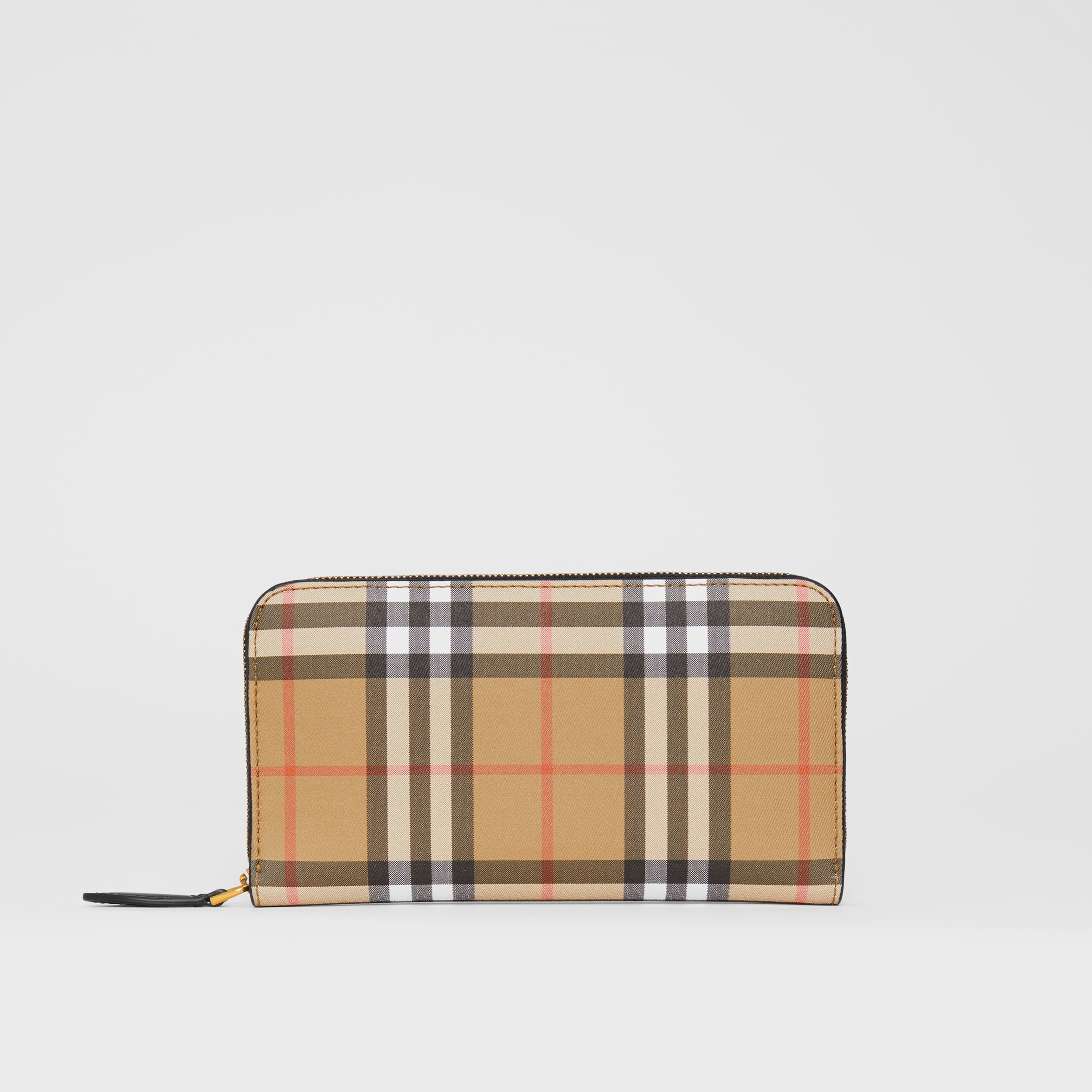Vintage Check and Leather Ziparound Wallet in Black - Women | Burberry ...