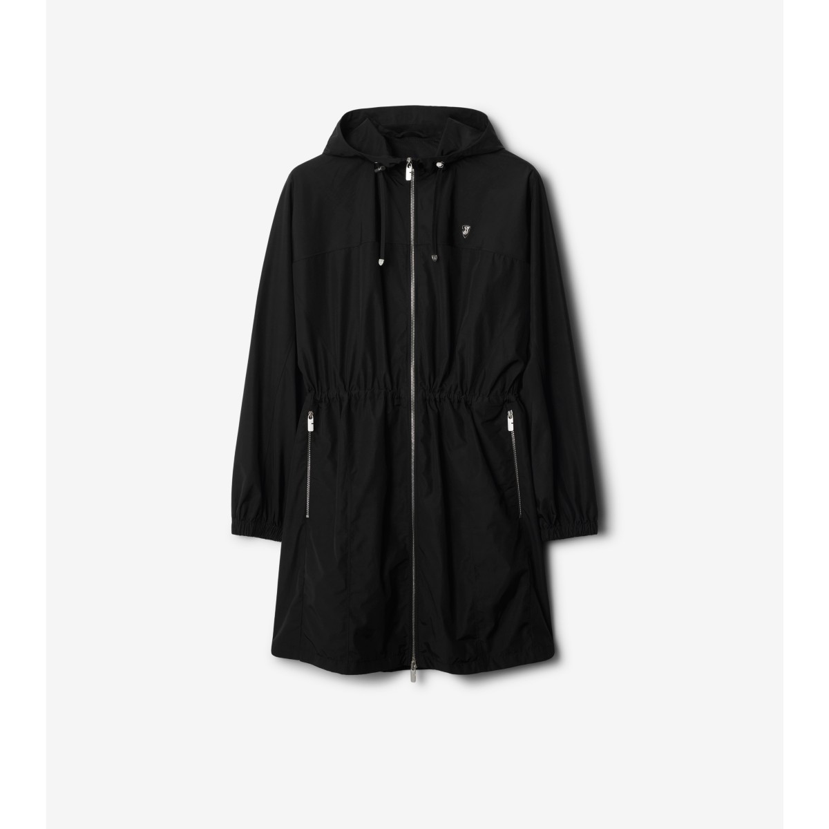 Burberry Long-sleeved Long Casual Jacket In Black