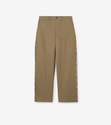 Tropical Gabardine and Check Chinos in Finch brown - Men