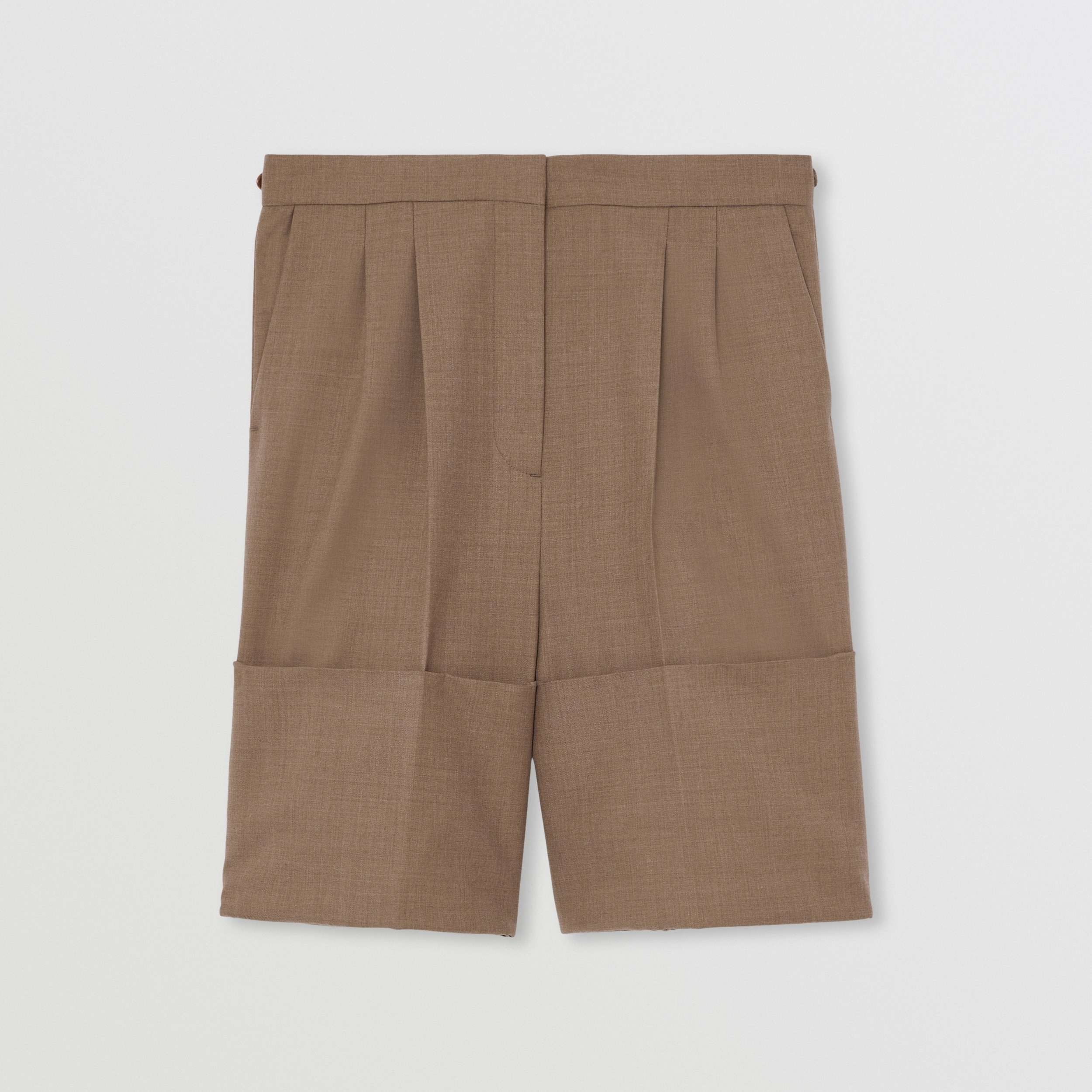 裤腿细节羊毛量裁短裤 (深灰褐色) - 女士 | burberry 博柏利 - 4