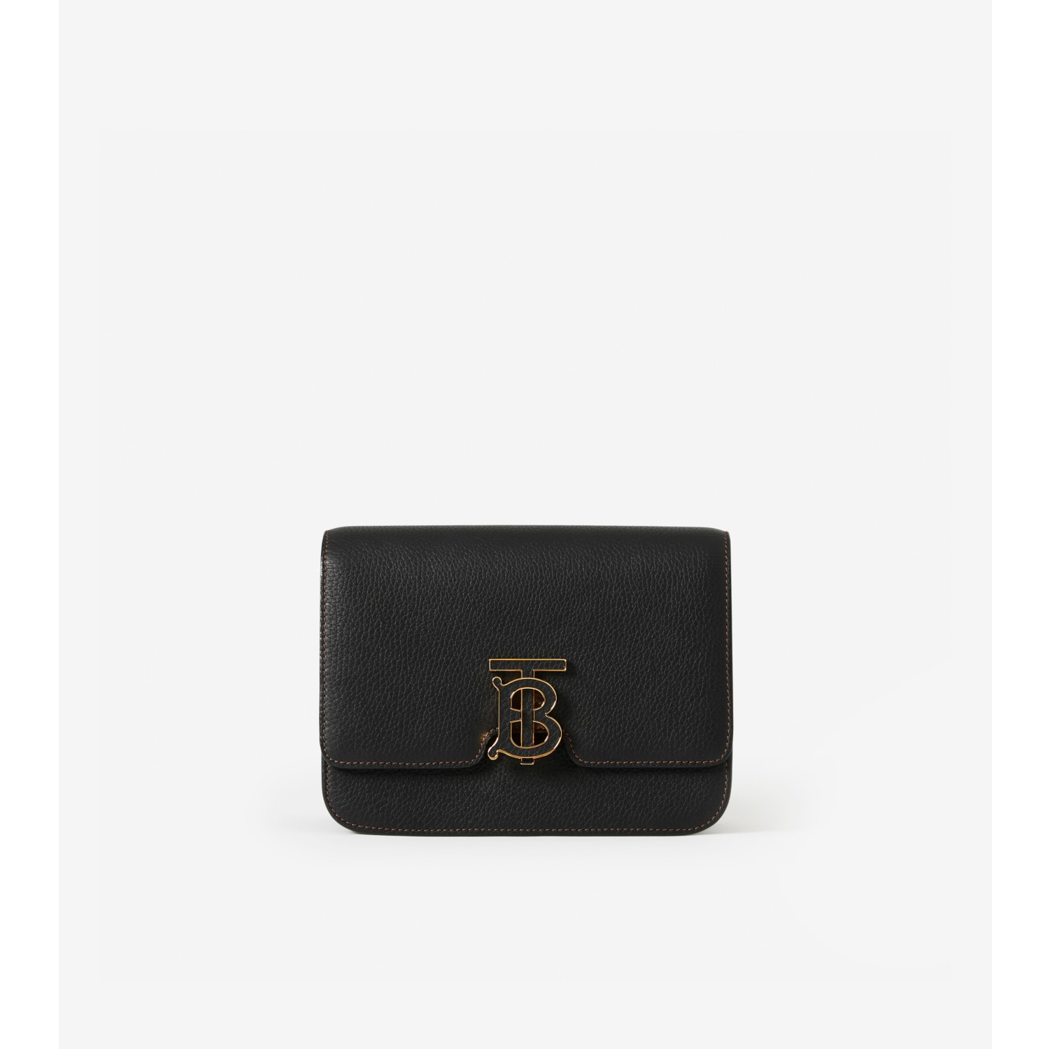 Burberry Small Monogram Leather Tb Bag - Black