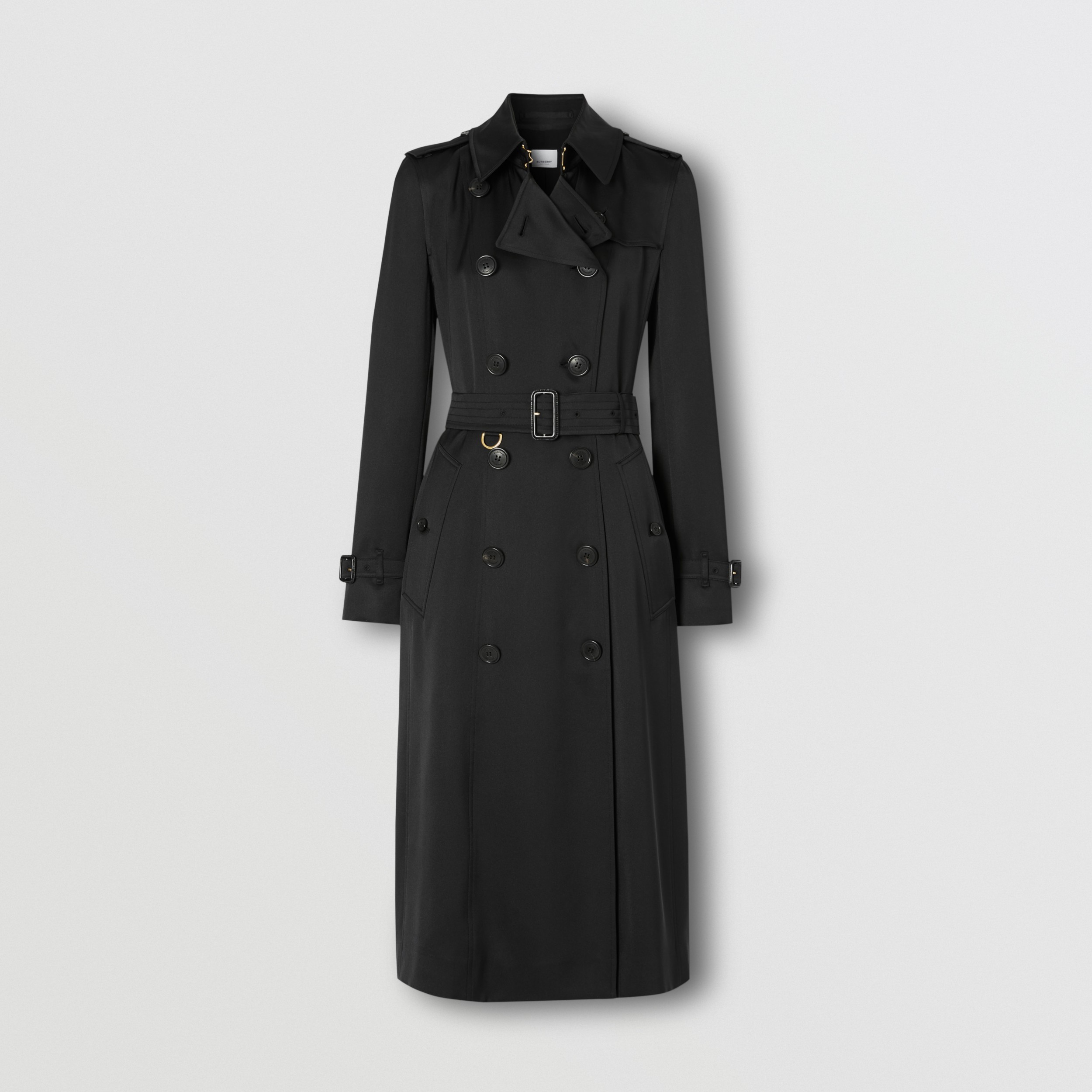Silk Satin Trench Coat in Black Women Burberry United States