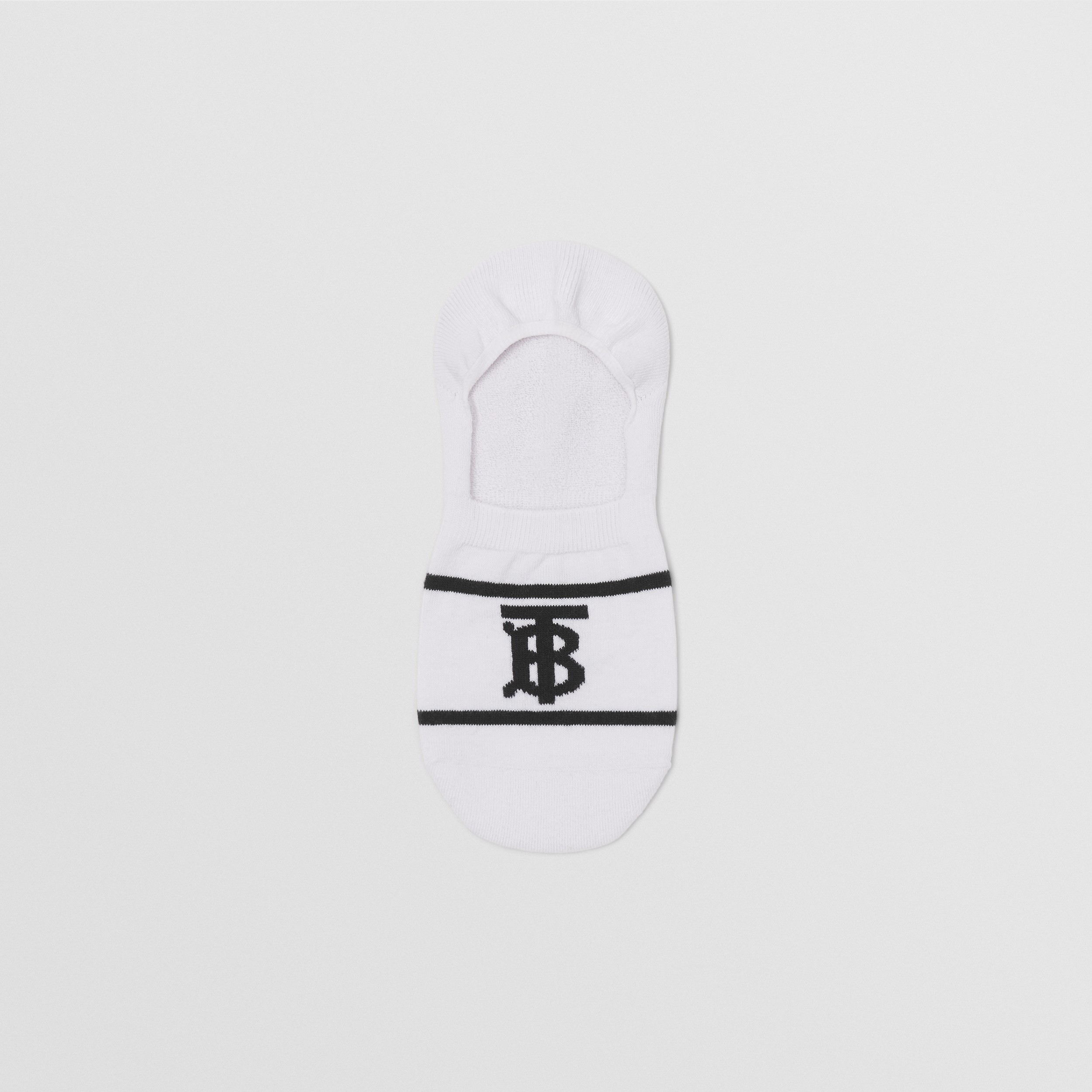 Monogram Intarsia Cotton Blend Sneaker Socks in White | Burberry® Official - 4