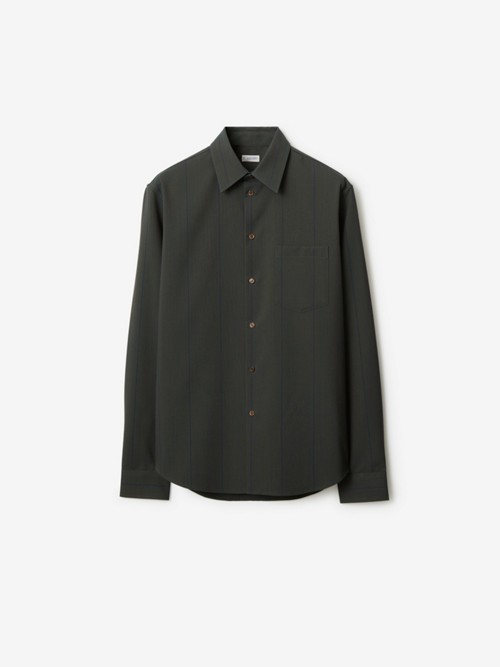 Burberry Striped Wool Shirt In Green
