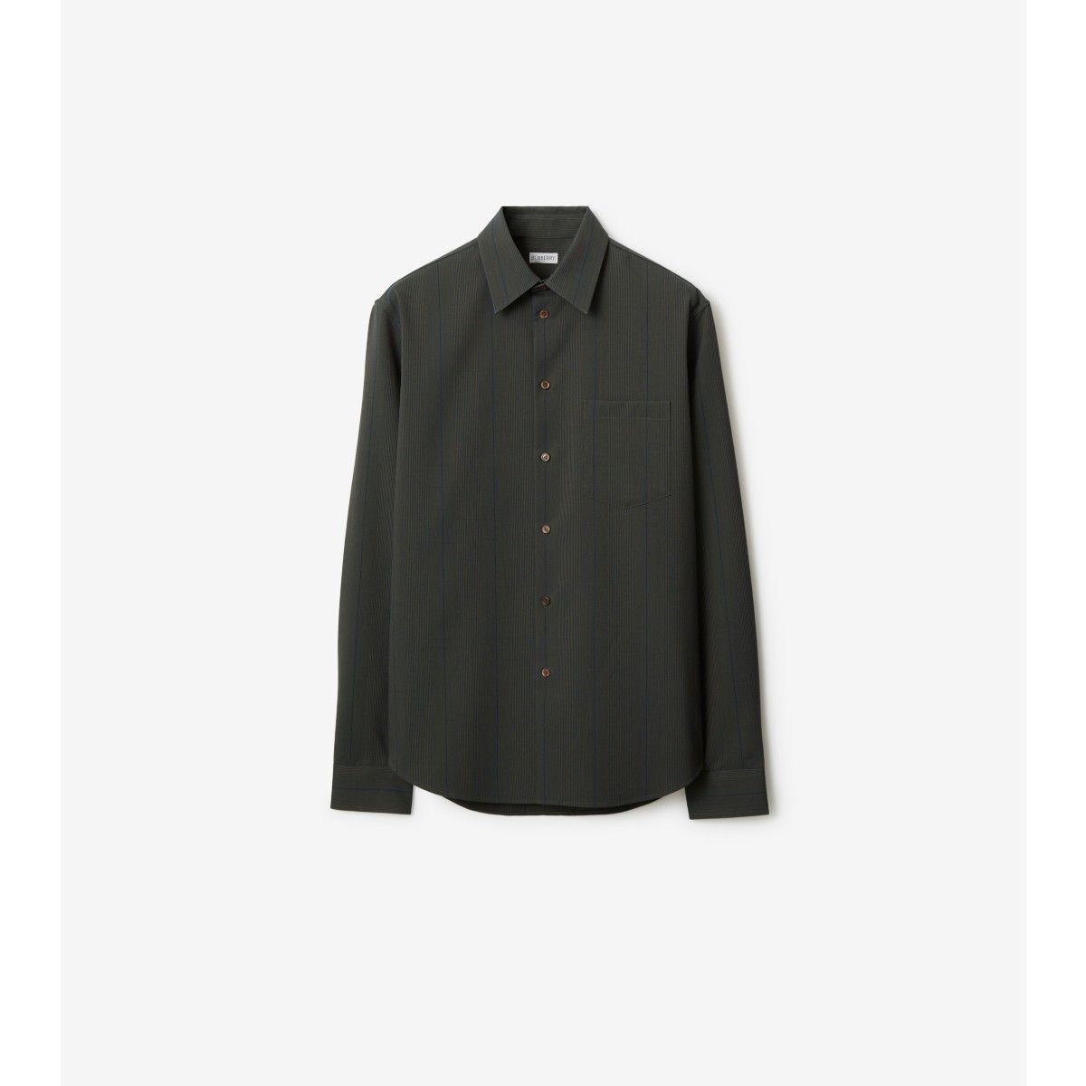 Shop Burberry Striped Wool Shirt In Barrel