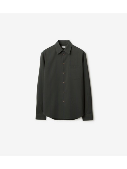 Burberry Striped Wool Shirt In Green