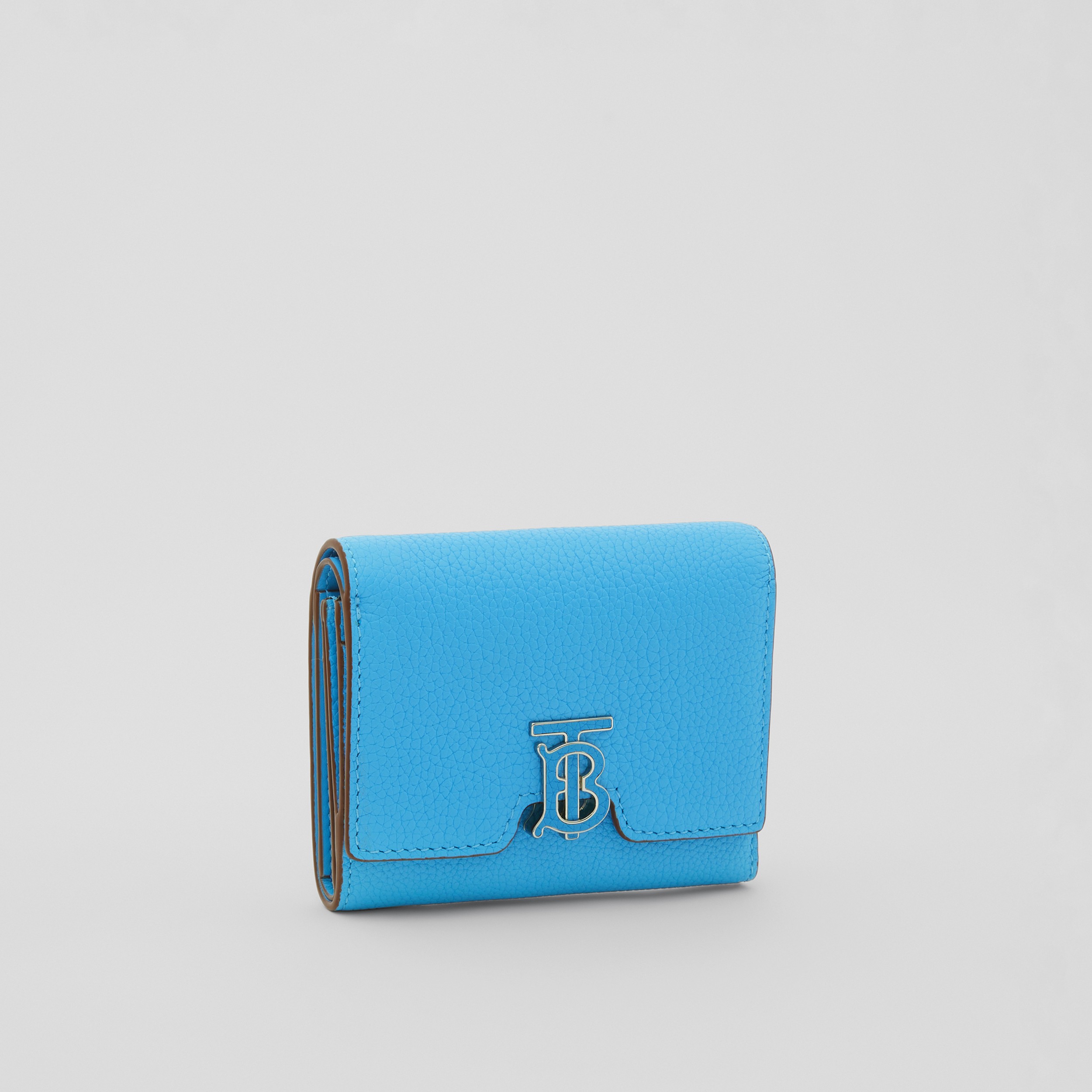 Monogram Motif Grainy Leather Folding Wallet in Bright Sky Blue - Women | Burberry® Official - 4