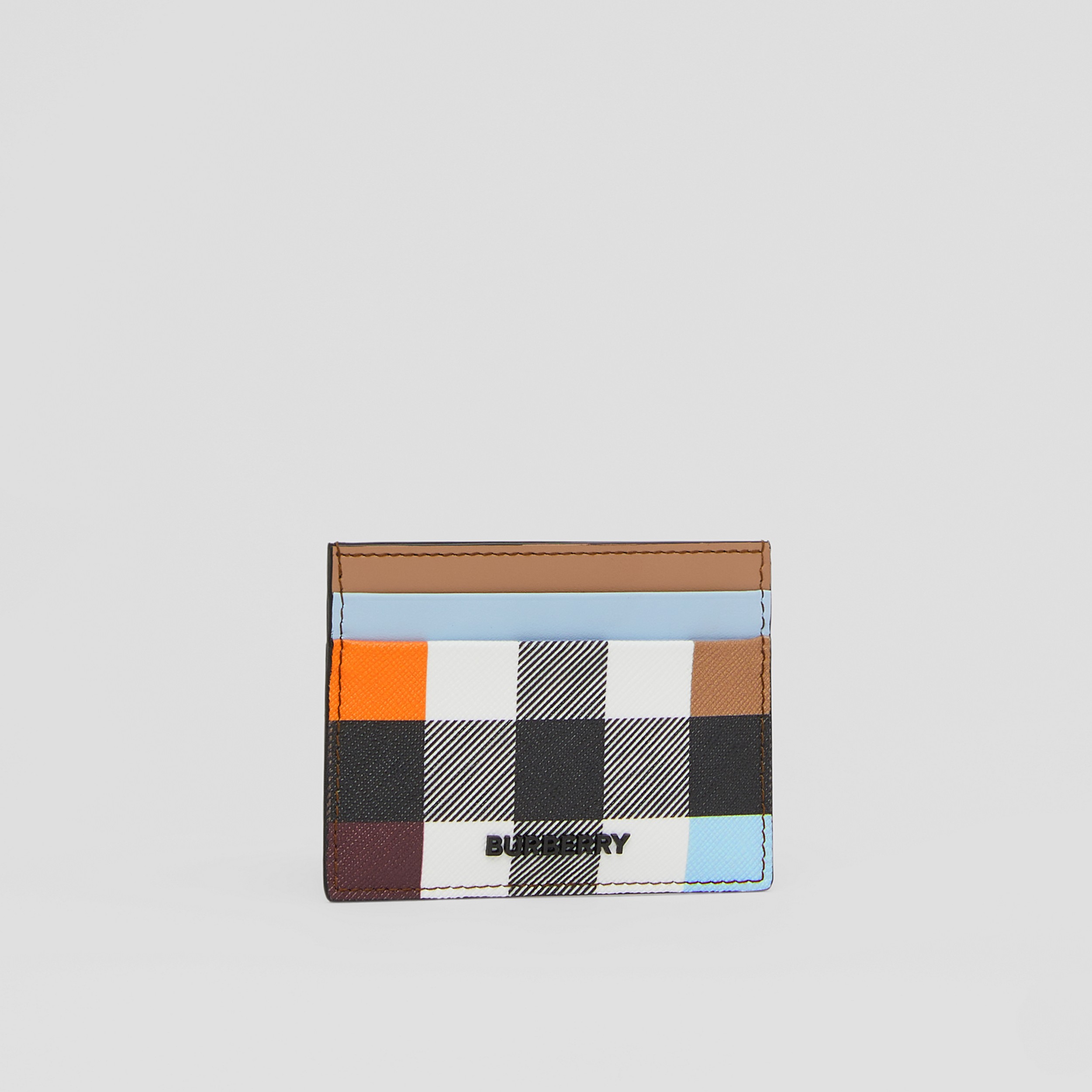 Colour Block Check and Leather Card Case in Dark Birch Brown - Men | Burberry® Official - 4