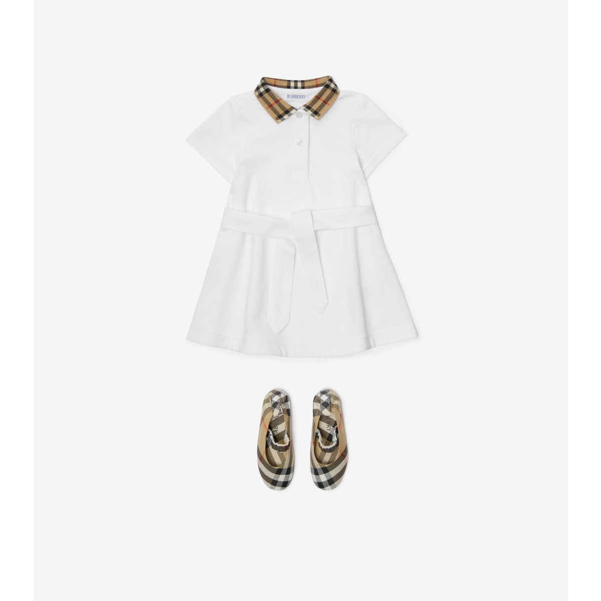  Check Collar Cotton Polo Shirt Dress