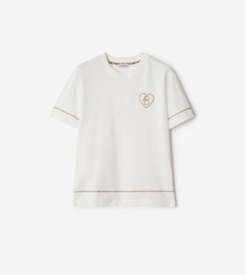 B Heart Cotton T-shirt in Chalk white - Women | Burberry
