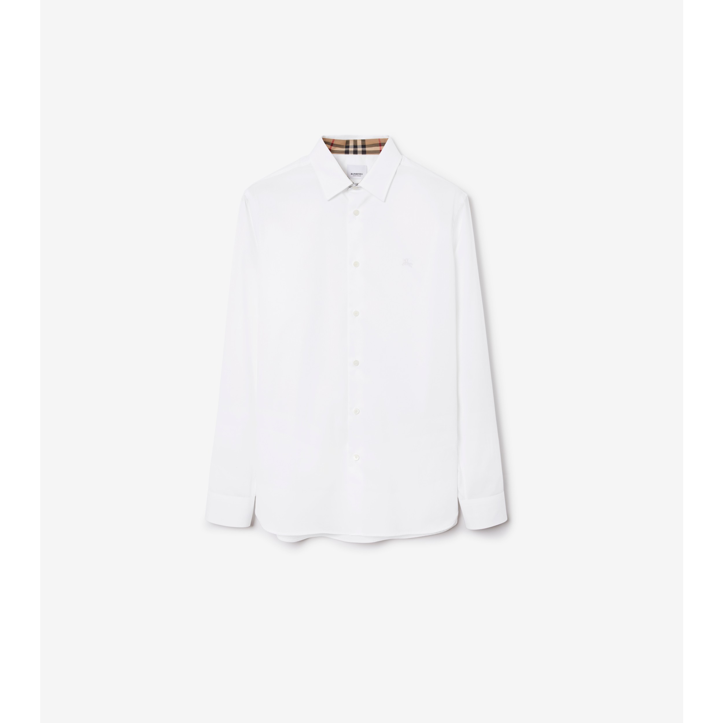 Slim Fit Stretch Cotton Shirt in White - Men | Burberry® Official